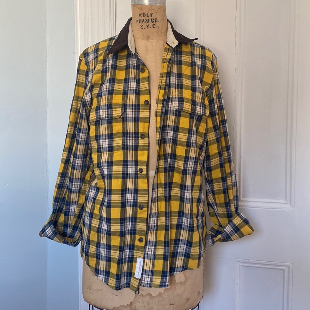 H&M Mens Plaid Shirt w/ Corduroy Accents - Size Medium